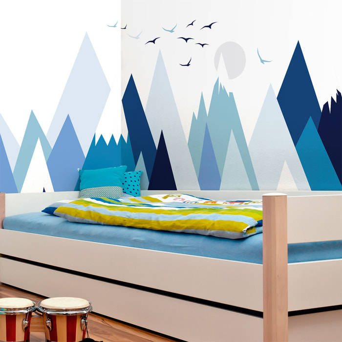 Stickers muraux enfants - Décoration chambre bébé - Autocollant Sticker mural géant enfant montagnes scandinaves SUKA