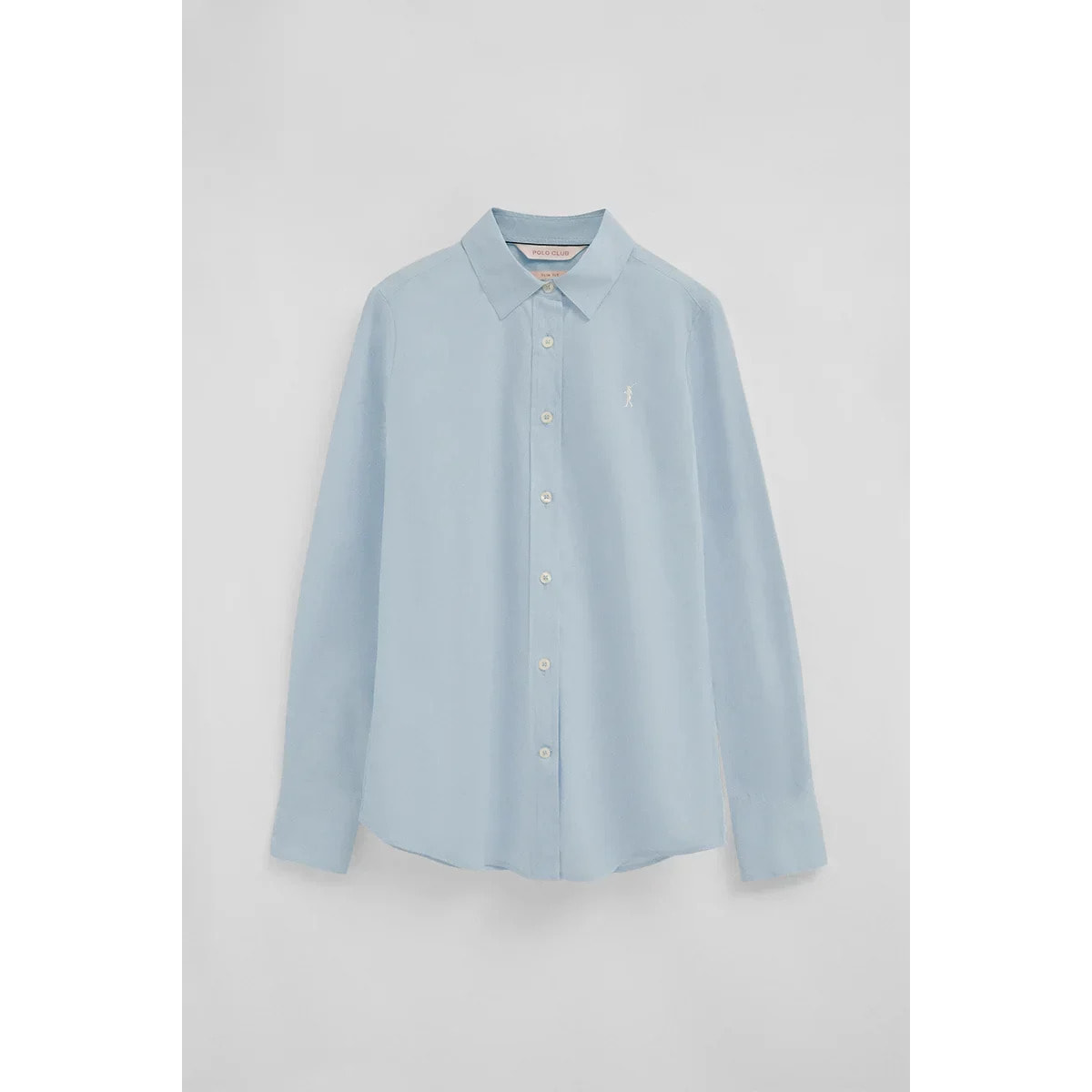 Pack mujer de dos camisas en blanco y azul claro con corte slim y bordado Rigby Go