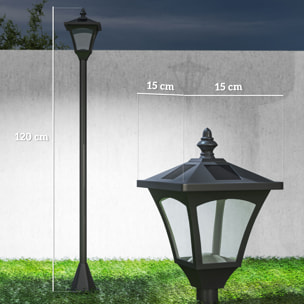 Outsunny Luminaire extérieur solaire lampadaire lanterne classique LED 10 Lm dim. 15L x 15l x 120H cm noir