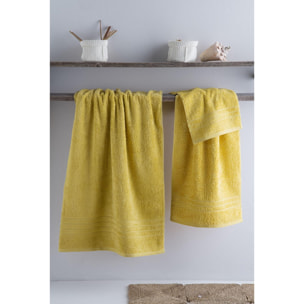 Set de 3 serviettes en coton 700 gr/m2 couleur Jaune