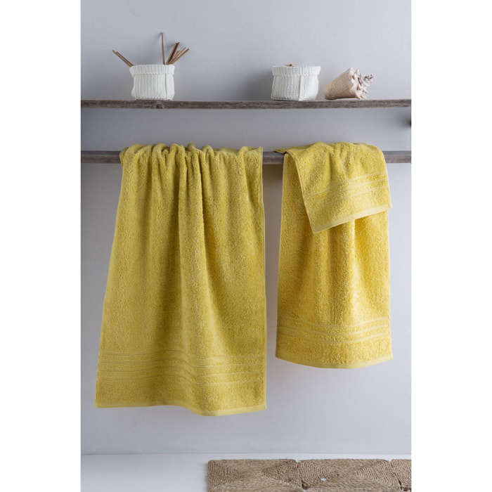 Set de 3 serviettes en coton 700 gr/m2 couleur Jaune