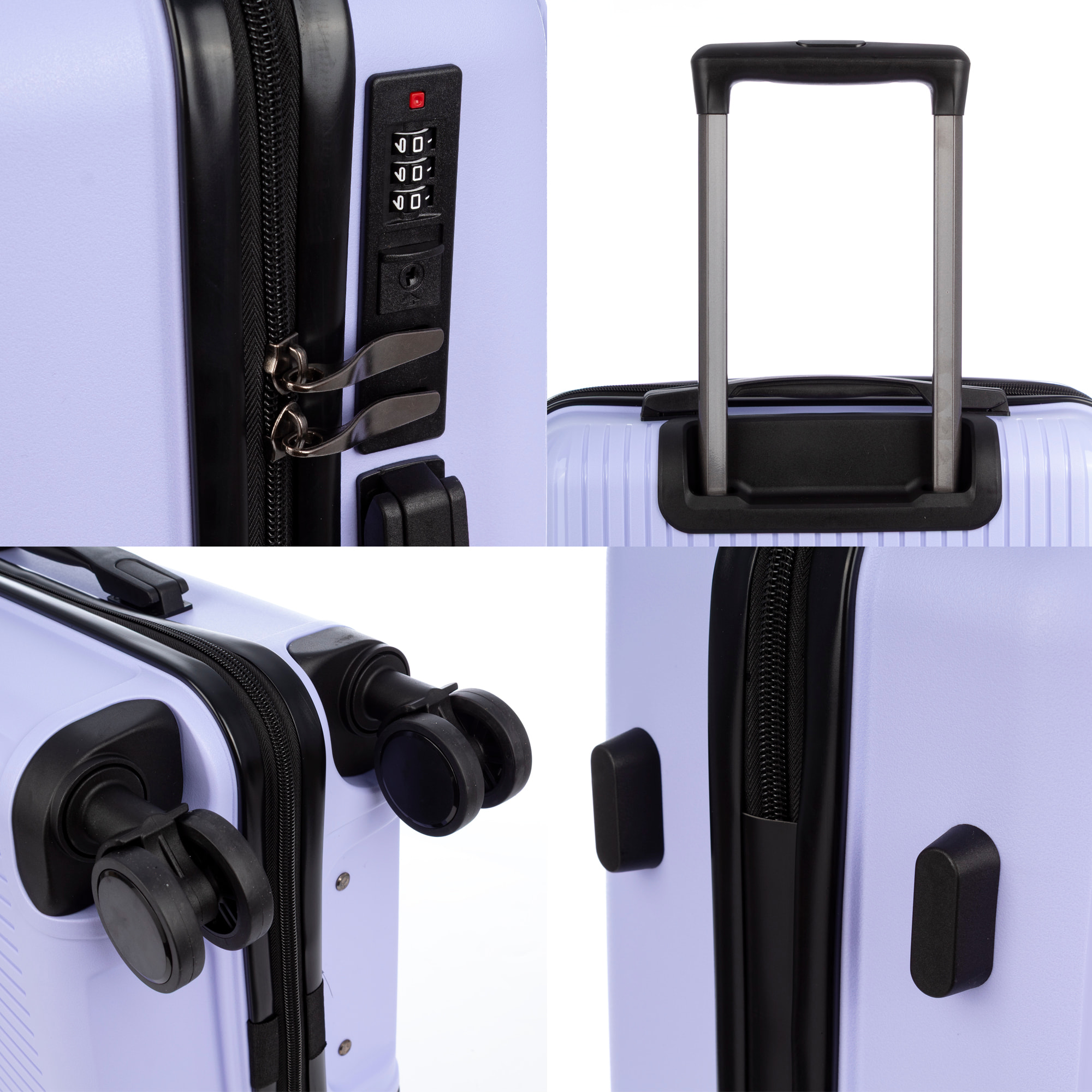 Juego de 3 maletas Trolley, en material ligero PP resistente a la rotura. Cerradura TSA numérica, 4 ruedas dobles giratorias 360°.