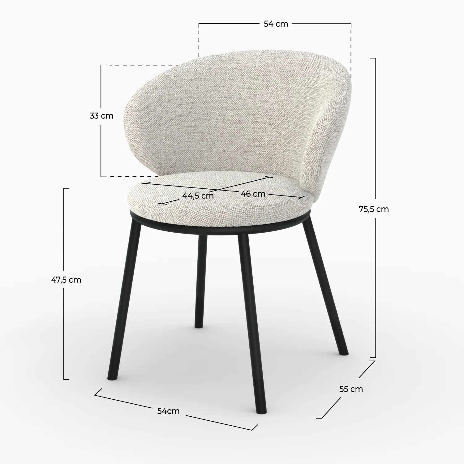 Chaise en tissu beige - Angèle