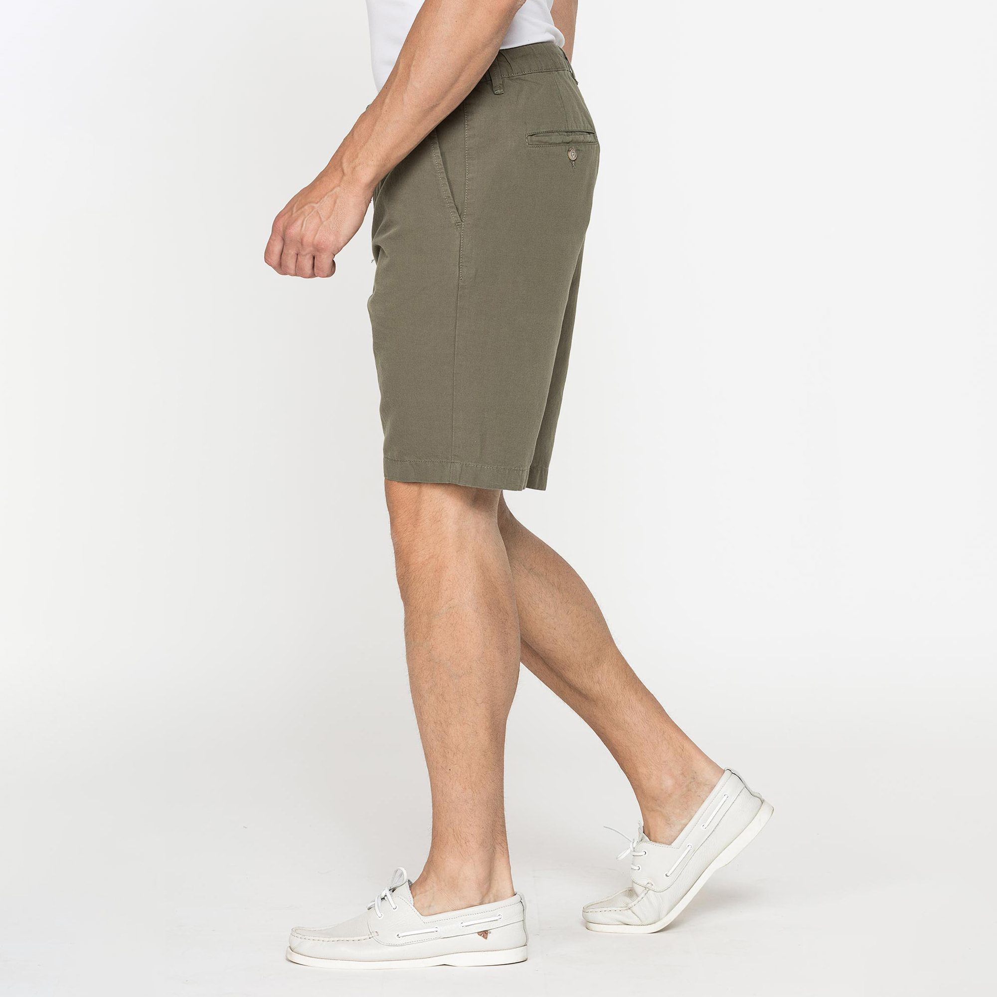 BERMUDA CHINO IN TESSUTO LINO E COTONE CON COULISSE