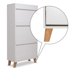 Plana - Scarpiera Salvaspazio 3 Ante 55x116x25 cm 18 Paia in Legno Bianco