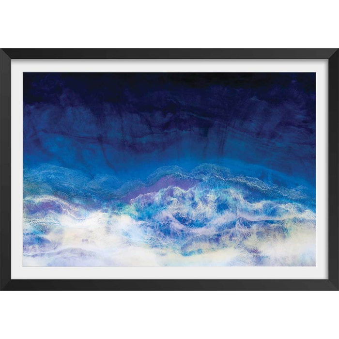 Poster bleu glacier Affiche + cadre en bois - Noir