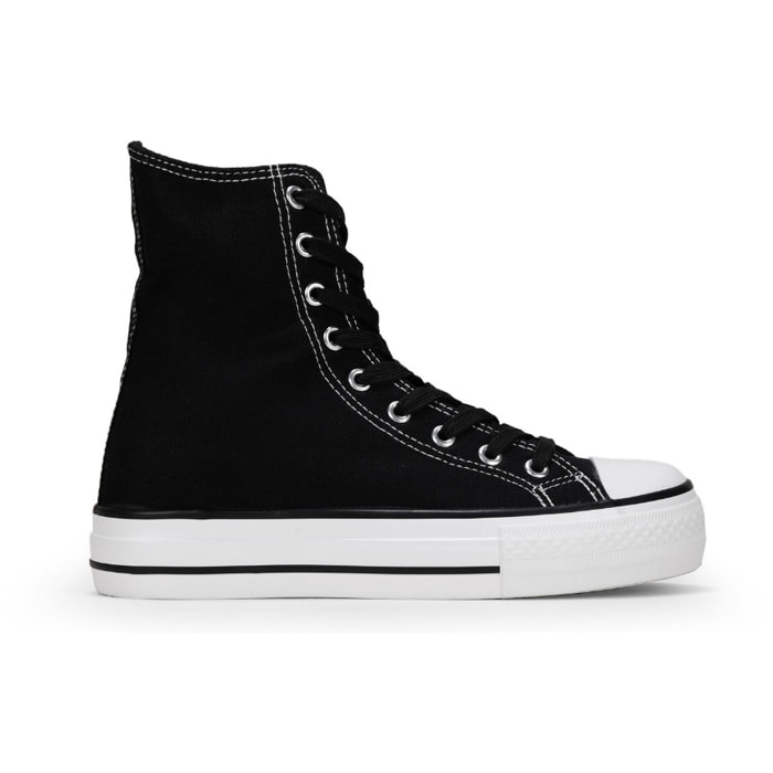 Zapatillas de tela altas negras con cordones