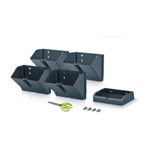 Pack 2 maceteros verticales Mini Cascade con 2 tijeras de jardin, Negro