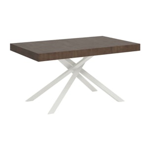 Mesa extensible 90x160/420 cm Karida nogal patas blanca