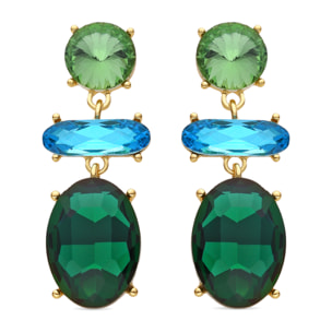 Pendientes de Cristal Verde acabados en oro amarillo de 18k