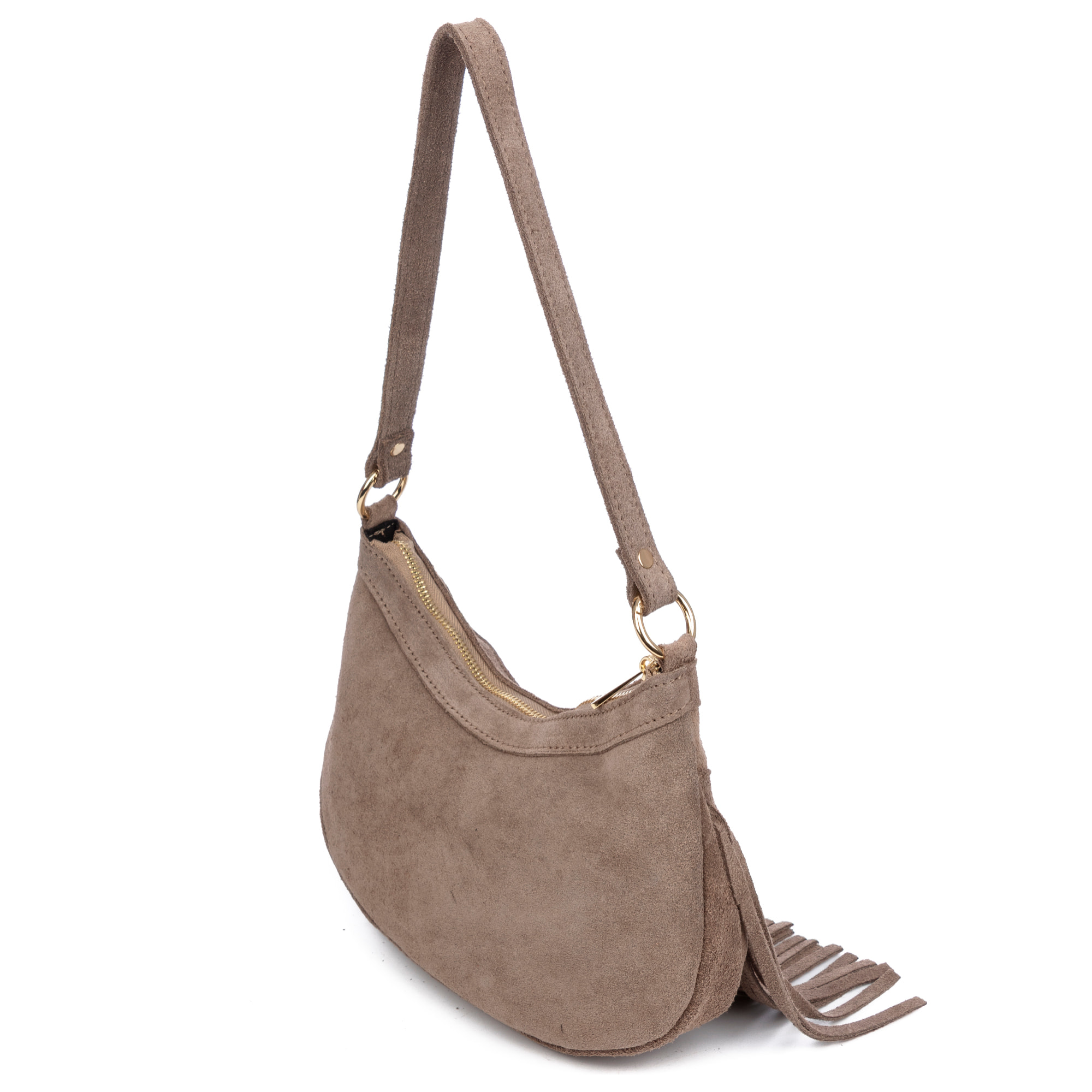 Barlassina bolso bandolera Mujer. Piel auténtica Gamuza, con flecos.