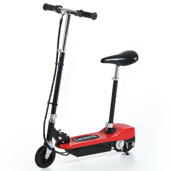 Trottinette Électrique 120 W Pliable pour Enfants de 7 à 12 Ans Hauteur de Guidon et Selle Réglable 10 Km/h Max. 2 Roues en PU Rouge