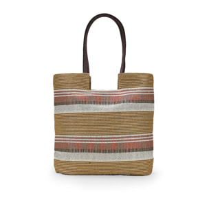 Bolso de playa con rayas multicolor en rafia