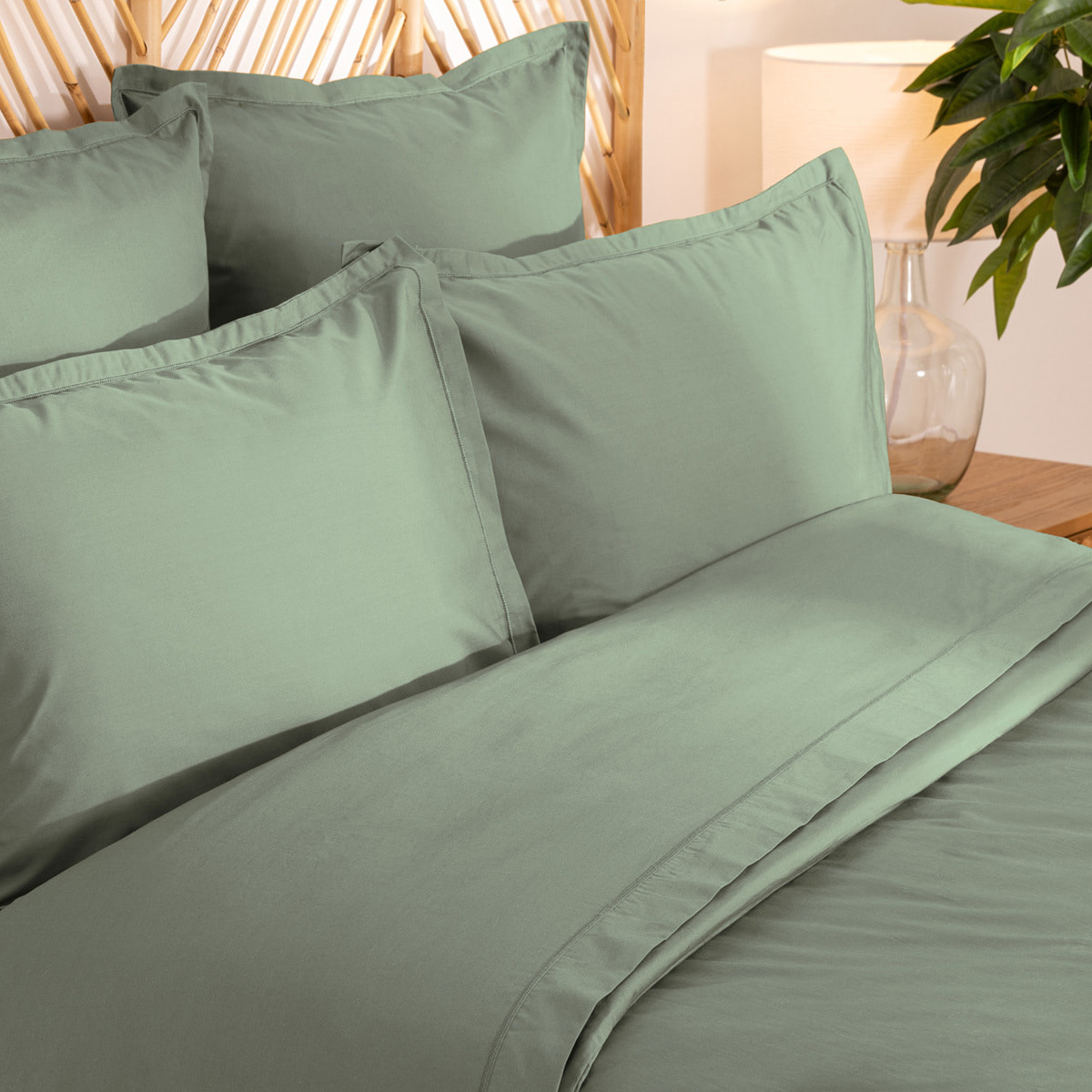 Drap-housse percale vert 160x200cm