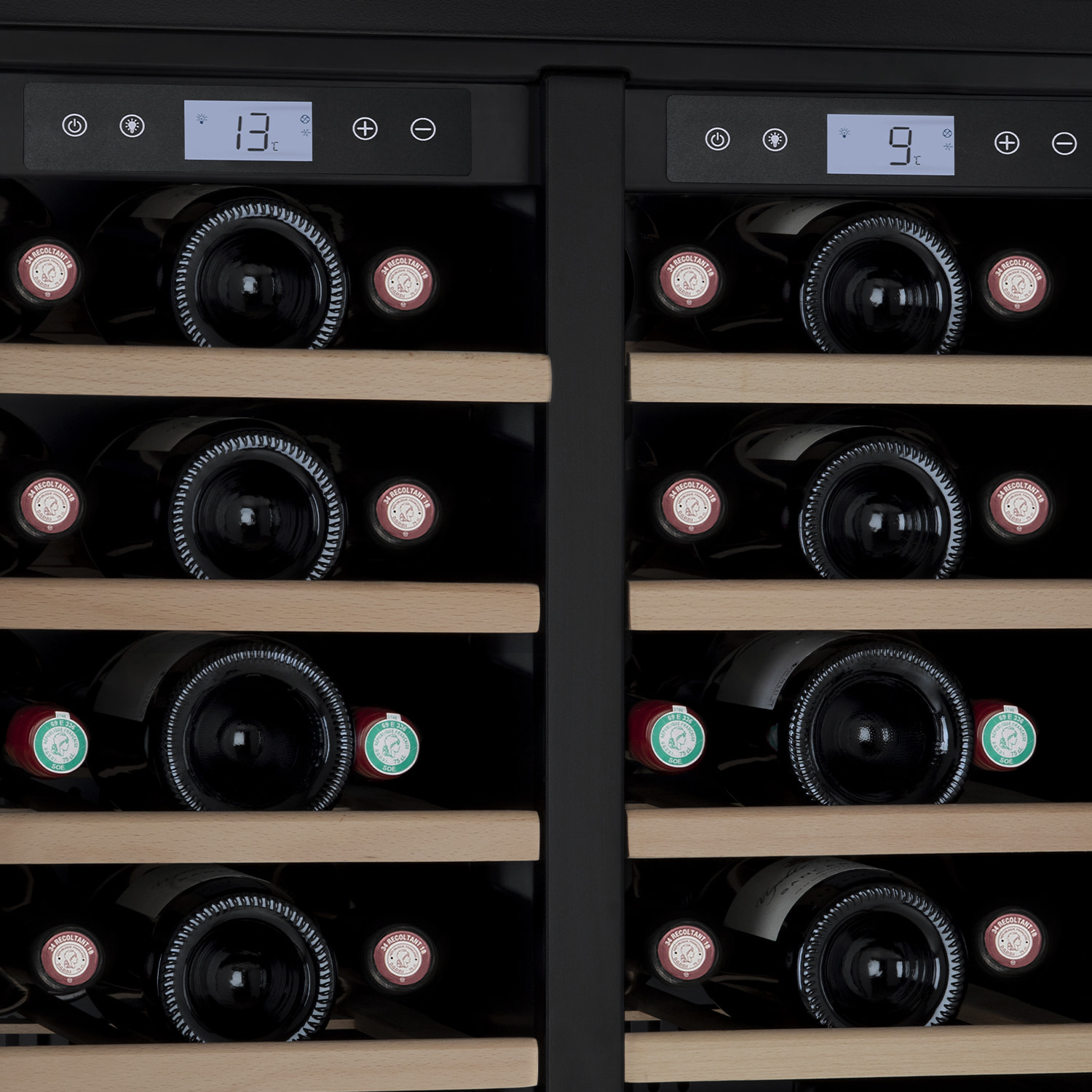 LES PETITS CHAMPS Vinoteca empotrada de 42 botellas CAVCEDB42 de doble zona (5-20°C, 10 estantes de madera)