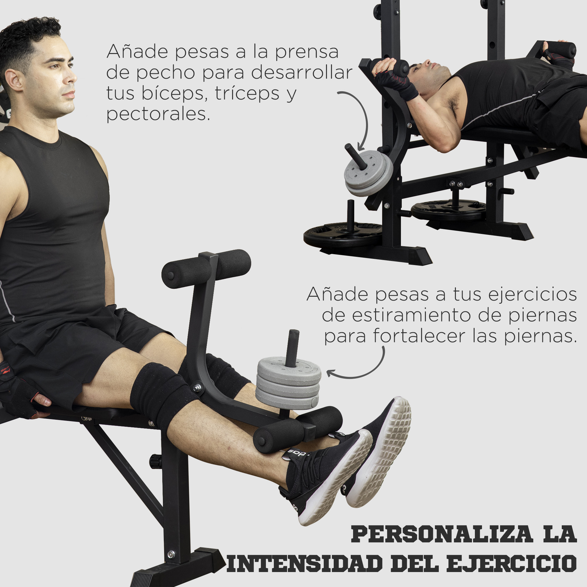 Banco de Pesas Multifuncional Banco de Musculación Ajustable en 6 Posiciones para Entrenamiento de Cuerpo Completo en Gimnasio Casa Carga 150 kg 180x134x200 cm Plata y Negro