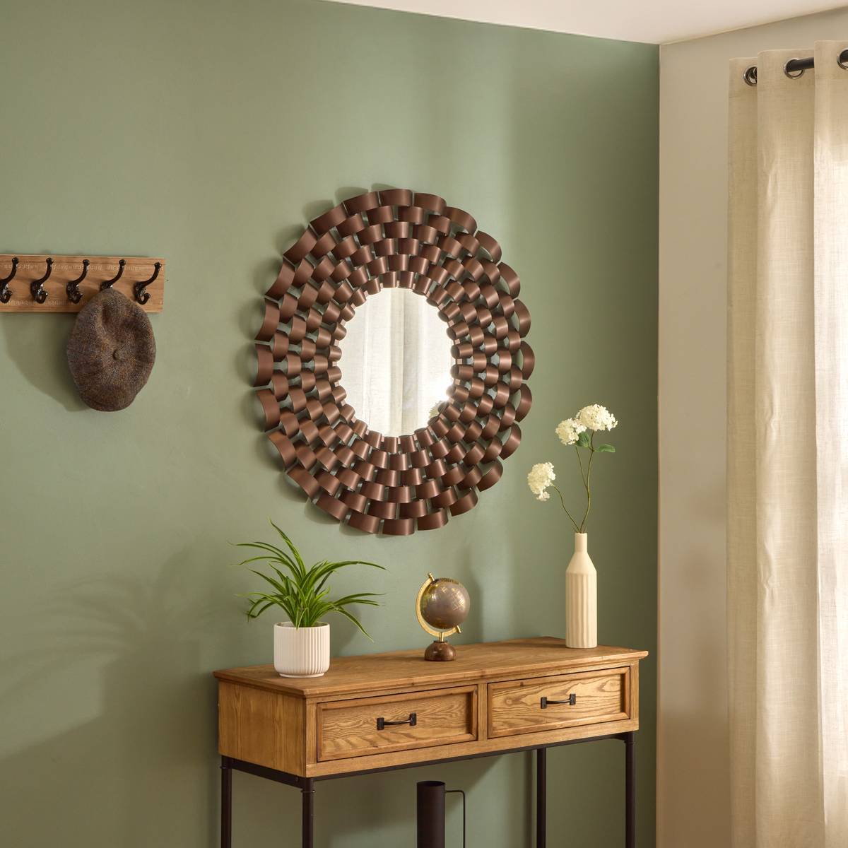 Miroir rond Youri D.90cm marron