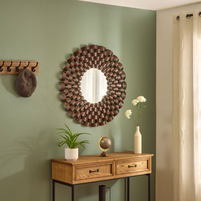 Miroir rond Youri D.90cm marron