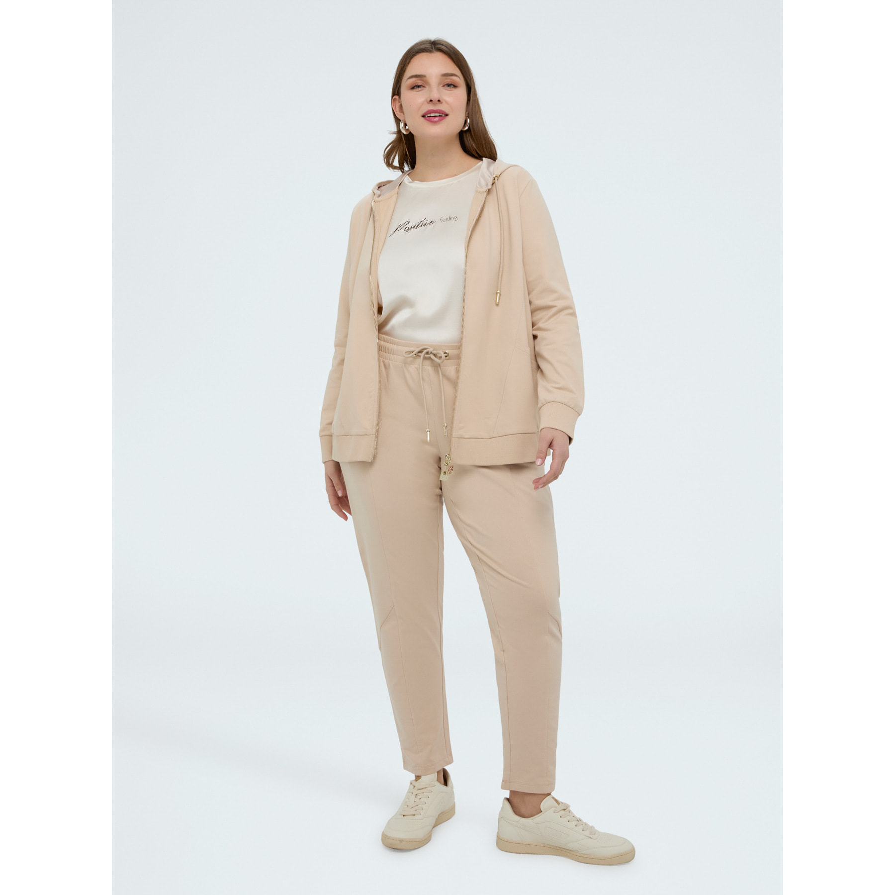 Fiorella Rubino - Pantaloni joggers in felpa con coulisse - Beige