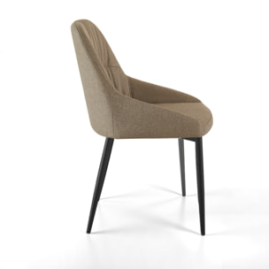 Lot de 4 chaises de salle à manger Tomasucci ALICE, en tissu, marron, 54 × 50 × 85 cm