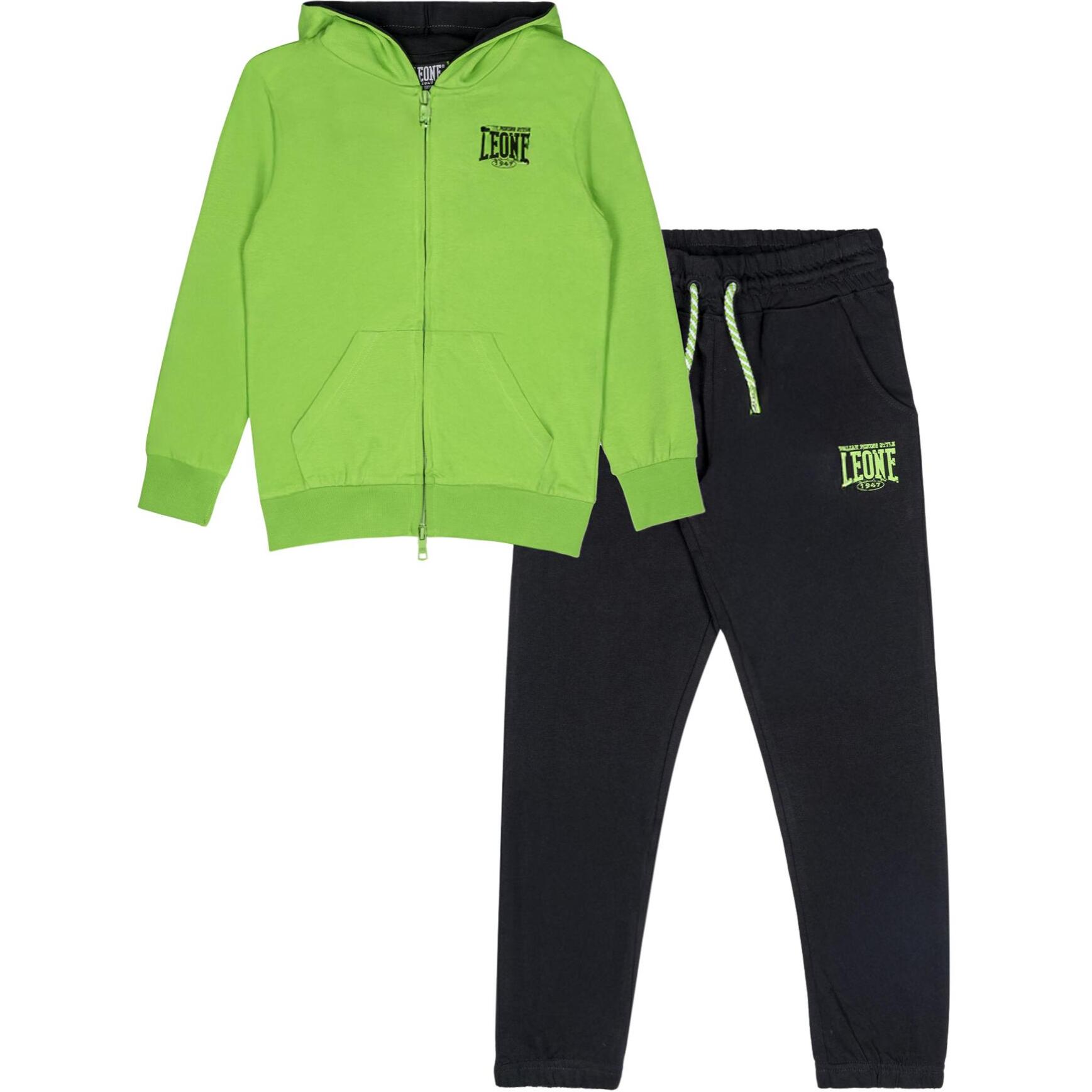 Tuta da bambino in cotone non garzato con cappuccio e zip Leone Boxing