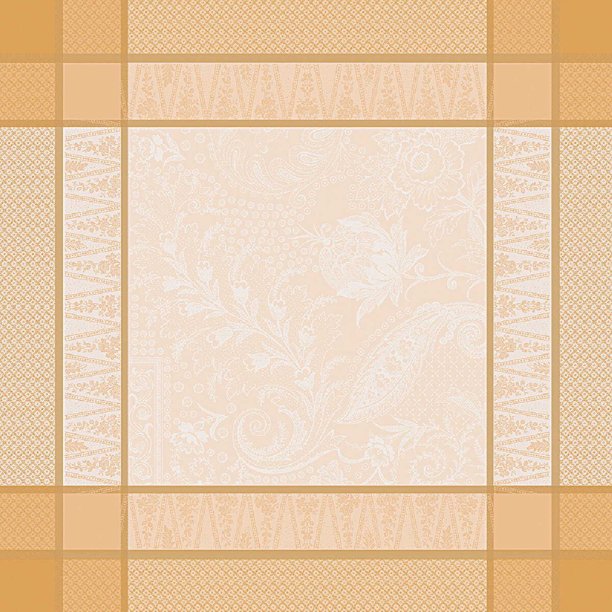 Serviette coton mélangé motif jacquard ivoire or Persina or