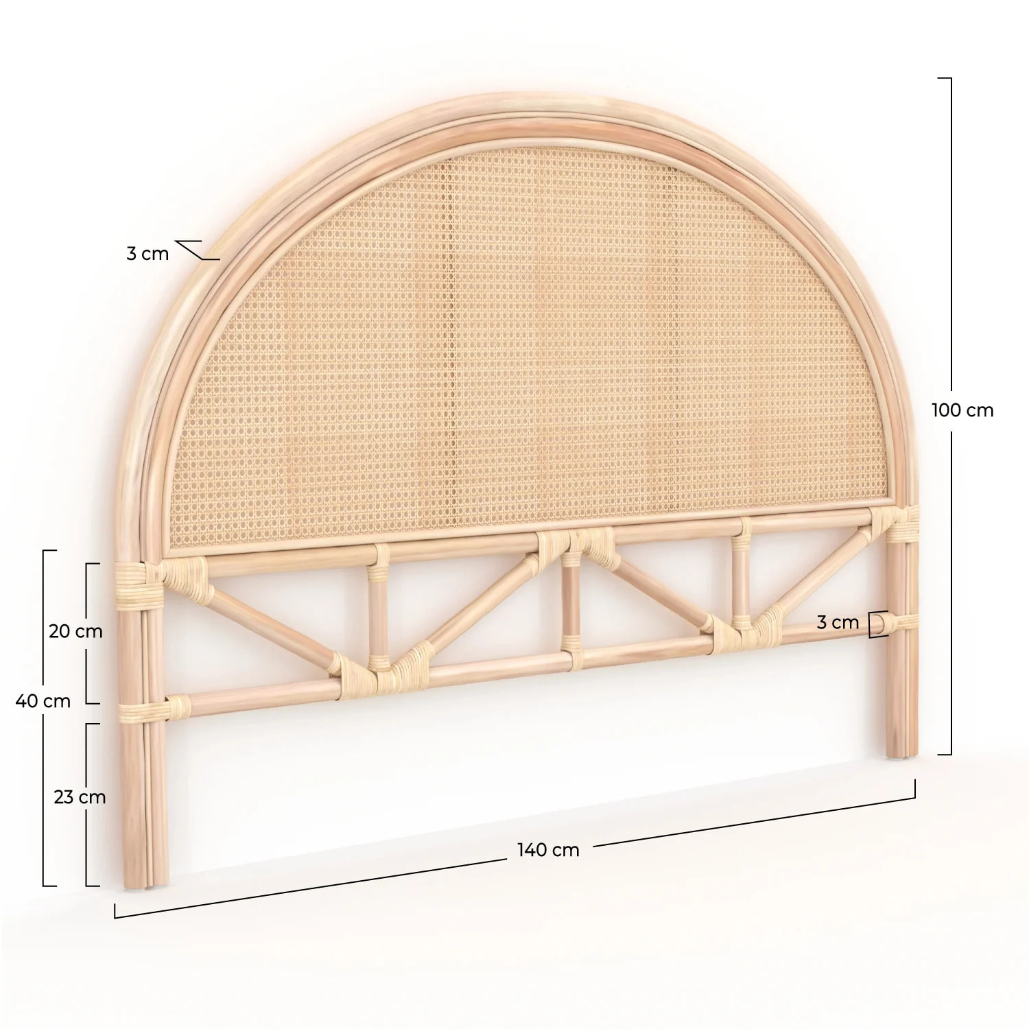 Tête de lit 140 cm en rotin et cannage - Néora