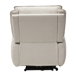 Fauteuil relax électrique en tissu effet velours texturé beige RACHEL