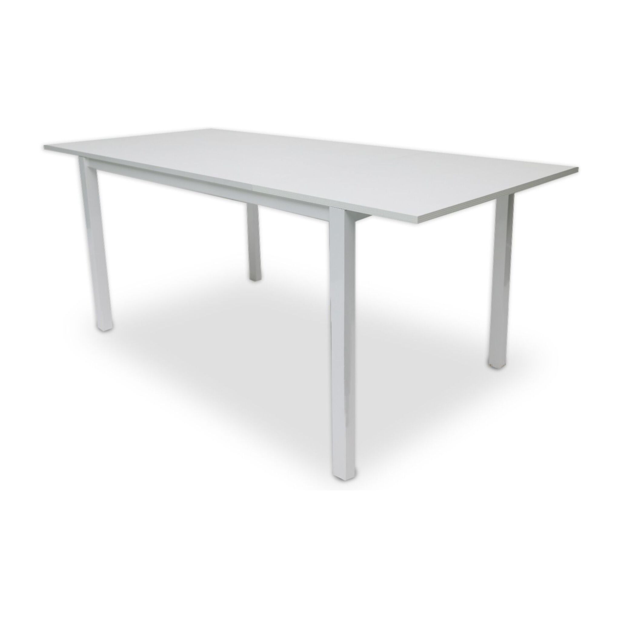 Tavolo allungabile in metallo verniciato e piano in laminato, 130 x 85 x 76, Bianco