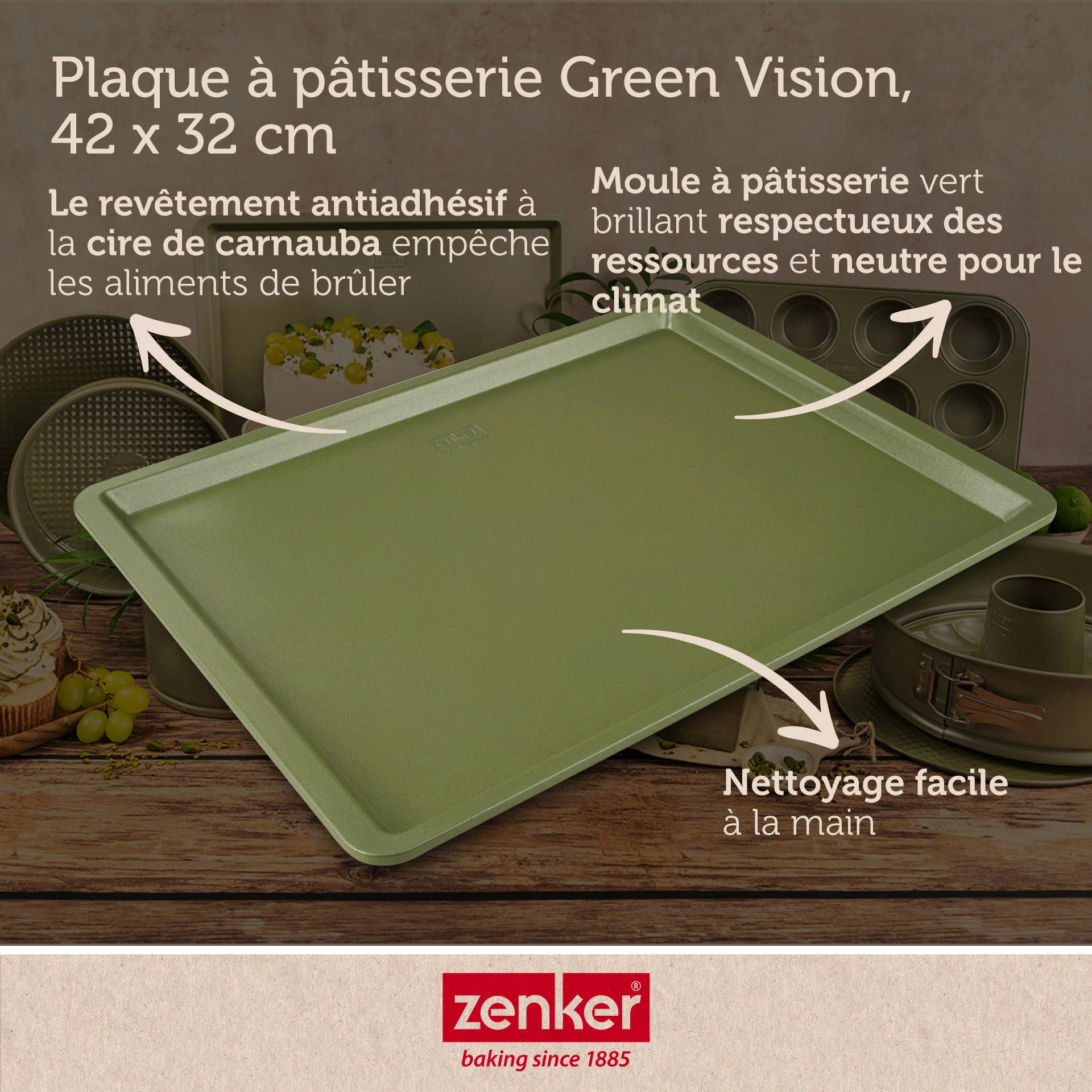Plaque à pâtisserie 42 x 32 cm Zenker Green Vision