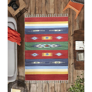 Tappeto kilim multiuso 100% cotone lavabile per salotto, soggiorno, camera da letto, cucina, ingresso