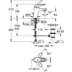 Mitigeur monocommande Lavabo Eurostyle, Taille S, chromé