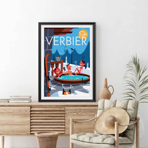 Poster de verbier Affiche + cadre en bois - Noir