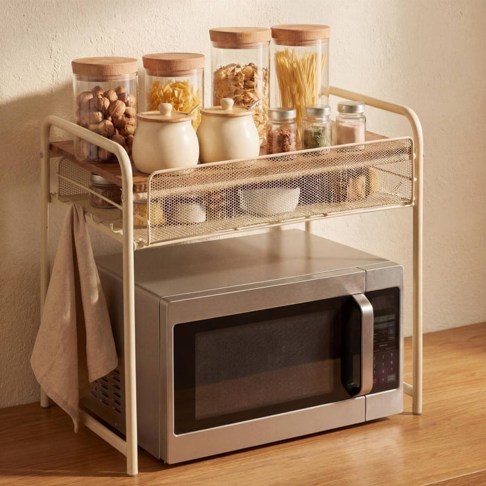 Étagère micro-ondes 1 tiroir Telma 37x55cm beige