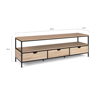 Meuble TV Memphis 3 tiroirs L160cm