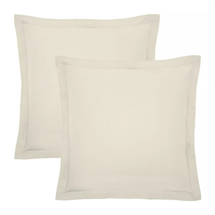 Lot de 2 taies percale de coton uni beige Olana ecru
