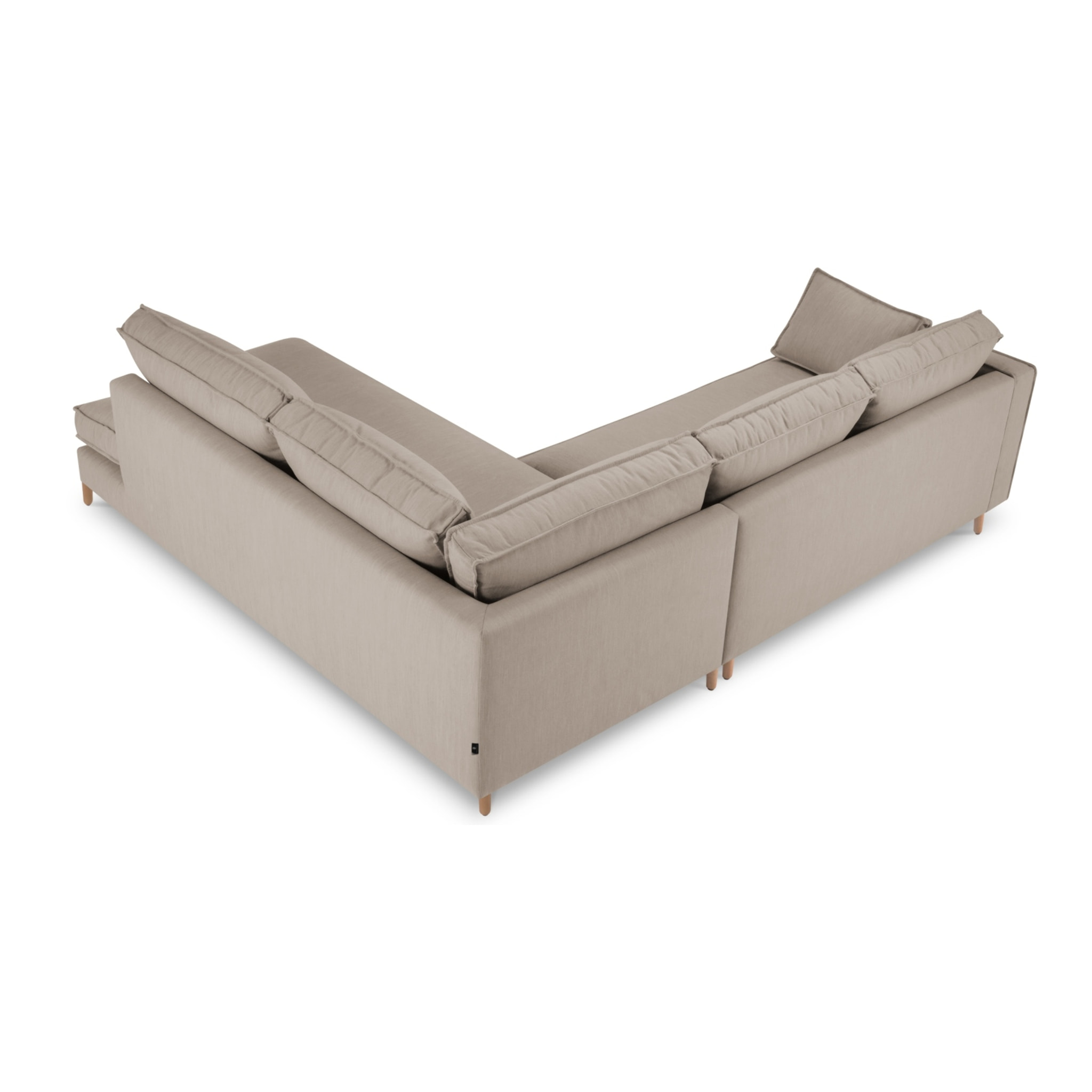 Canapé d'angle droit "Alexis" 5 places en tissu structurel beige foncé