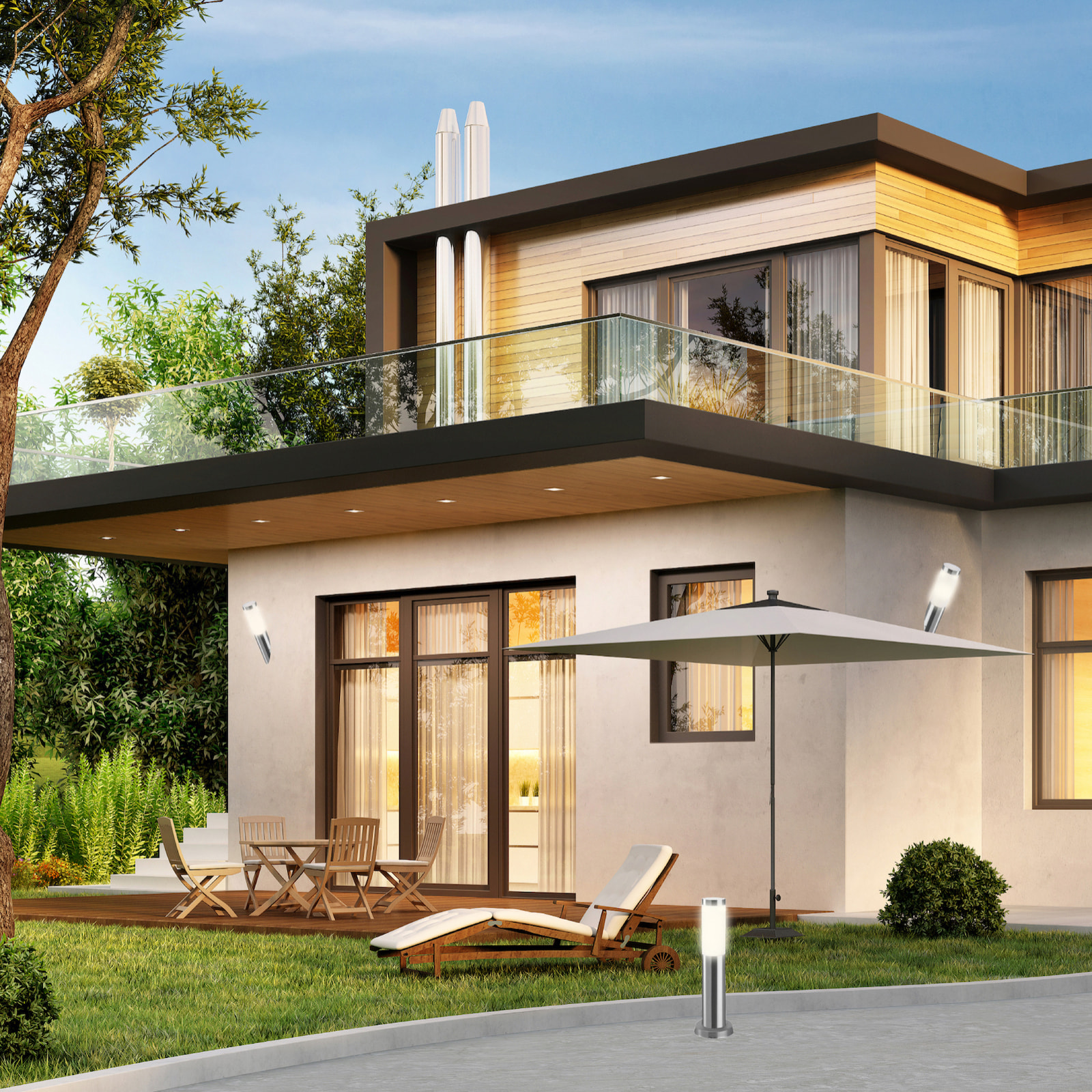 FORLIGHT Koral (6 uds) Baliza Exterior de Jardín Resistente al Agua IP55. Poste de Luz. Lámpara Bolardo de Acero Inoxidable 23W.