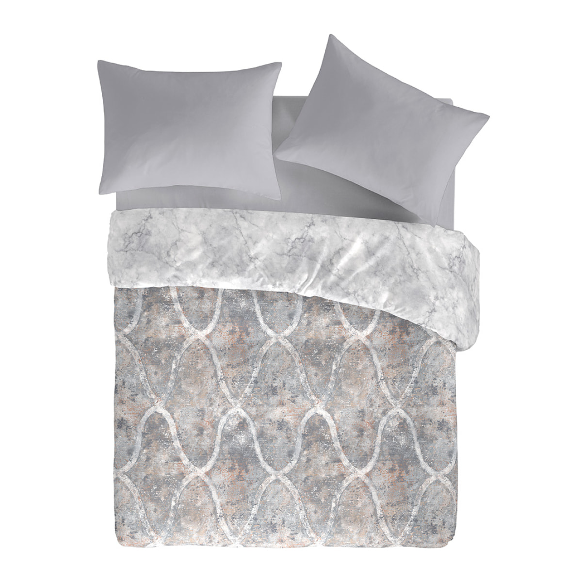 Housse de couette réversible LANSA en coton percale - gris - vendue seule