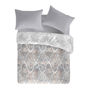 Housse de couette réversible LANSA en coton percale - gris - vendue seule