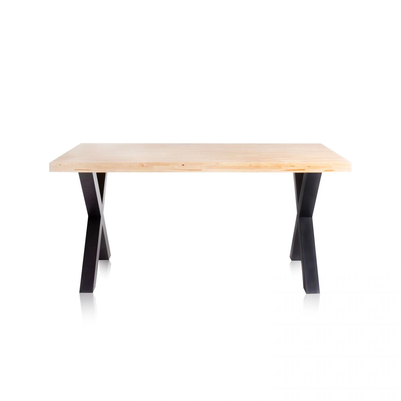 Mesa de comedor fija con patas metálicas en negro y roble salvaje 160x90cm X-Loft Roble salvaje - Negro