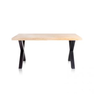 Mesa de comedor fija con patas metálicas en negro y roble salvaje 160x90cm X-Loft Roble salvaje - Negro