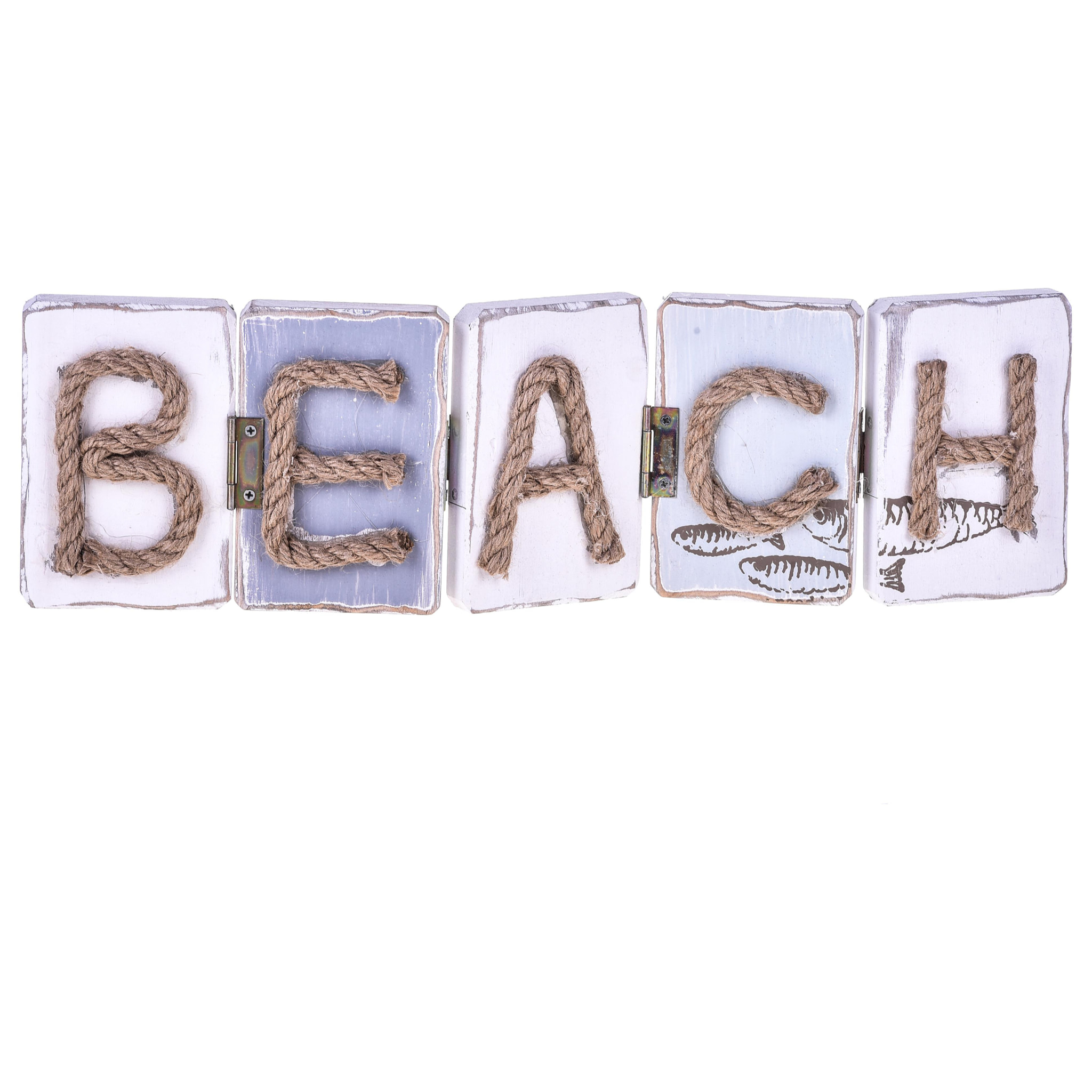 Scritta Beach Legno 41 Cm - Pezzi 3 - 41X12X1,5cm - Colore: Incolore - Bianchi Dino - Marina, Decori Tema Marino