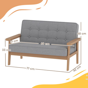 Sofá para Niños de 2 Plazas, Sillón Infantil de Felpa Suave con Estructura de Madera, Asiento y Respaldo Acolchados, Reposabrazos, para Niños de +3 Años, para Dormitorio, Sala de Juego, Gris
