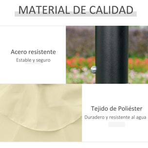 Sombrilla Terraza Exterior Ø265 cm Sombrilla de Jardín con 32 Luces LED Solares Poste de Acero y Manivela Parasol Inclinable para Patio Terraza Beige