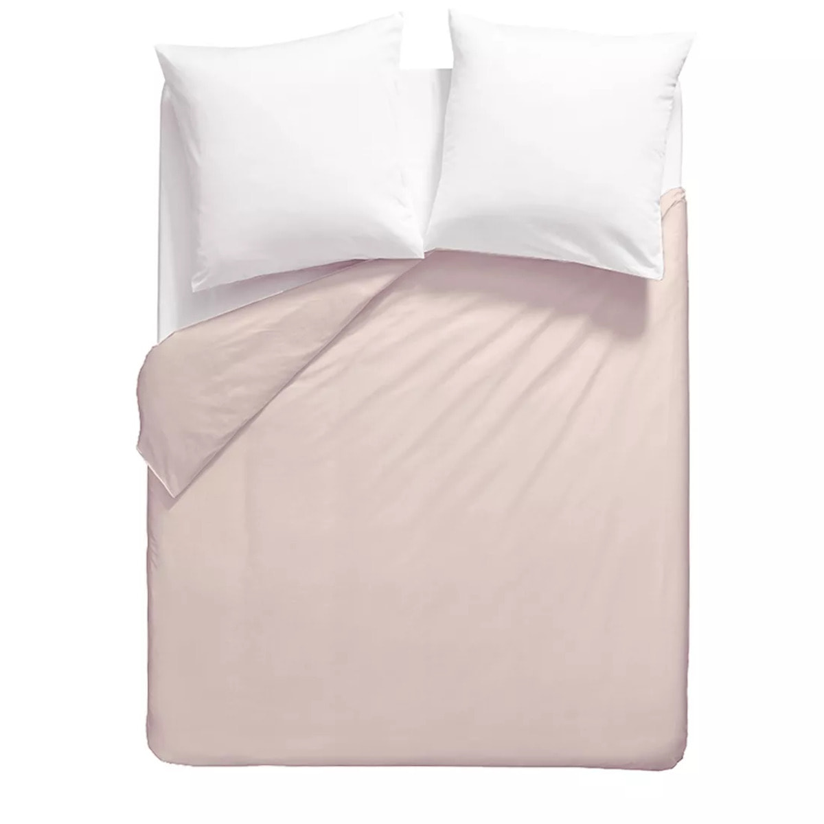 Housse de couette percale de coton uni rose Giulia petale