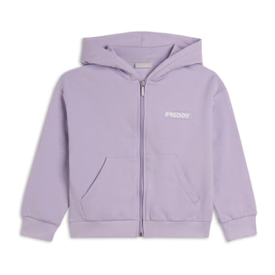 Felpa Bambina full zip con cappuccio e logo