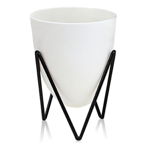 Pot de fleurs à réserve d’eau Tomasucci POPPY SMALL, en polypropylène et acier, blanc, 11,5 × 11,5 × 13 cm