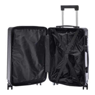 Set di 3 valigie Trolley, in materiale leggero ABS ad alta resistenza. Chiusura numerica e 4 ruote doppie rimovibili e girevoli a 360°.