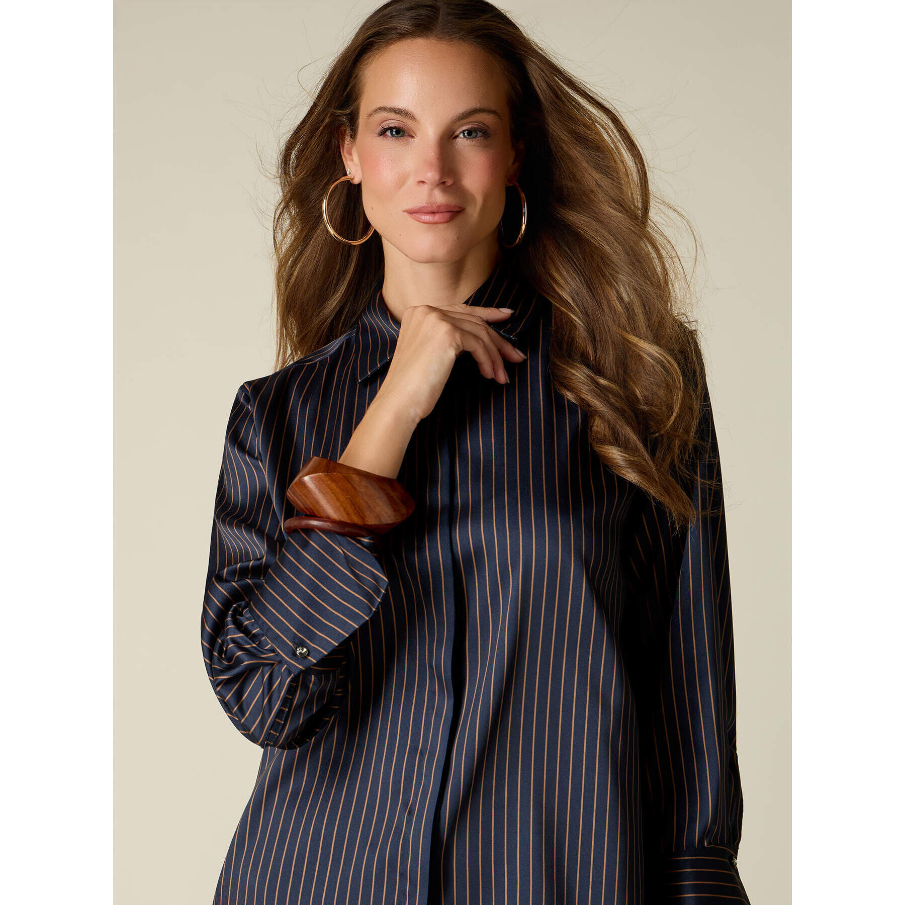 Oltre - Camicia in raso a righe - Blu